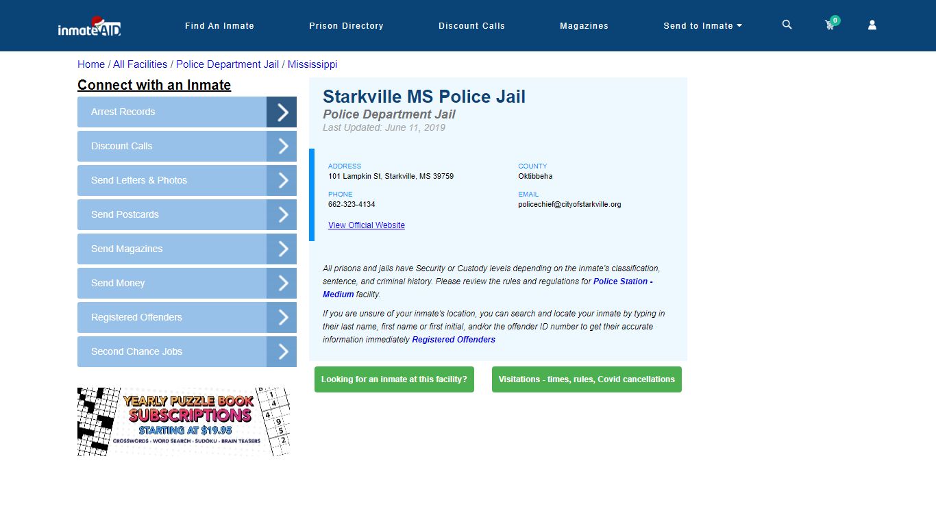 Starkville MS Police Jail & Inmate Search - Starkville, MS