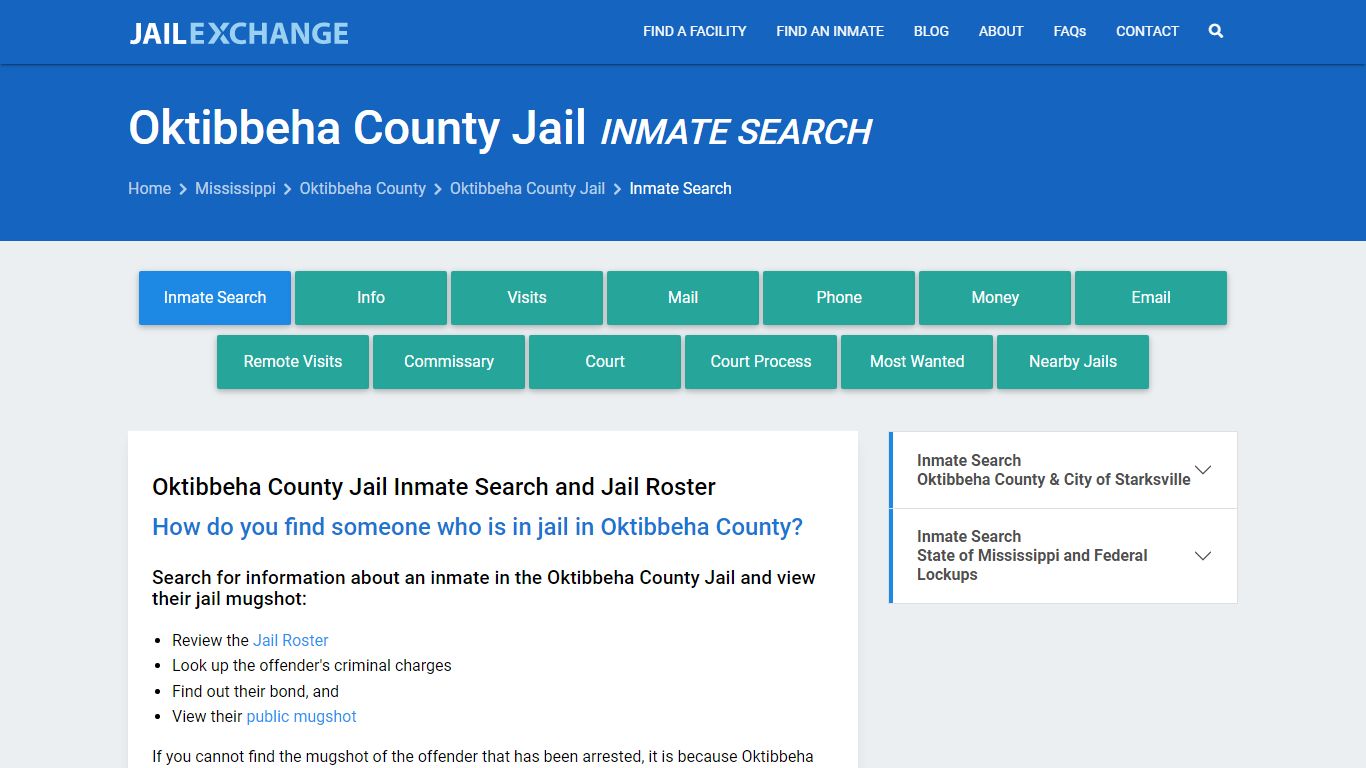 Oktibbeha County Jail Inmate Search - Jail Exchange