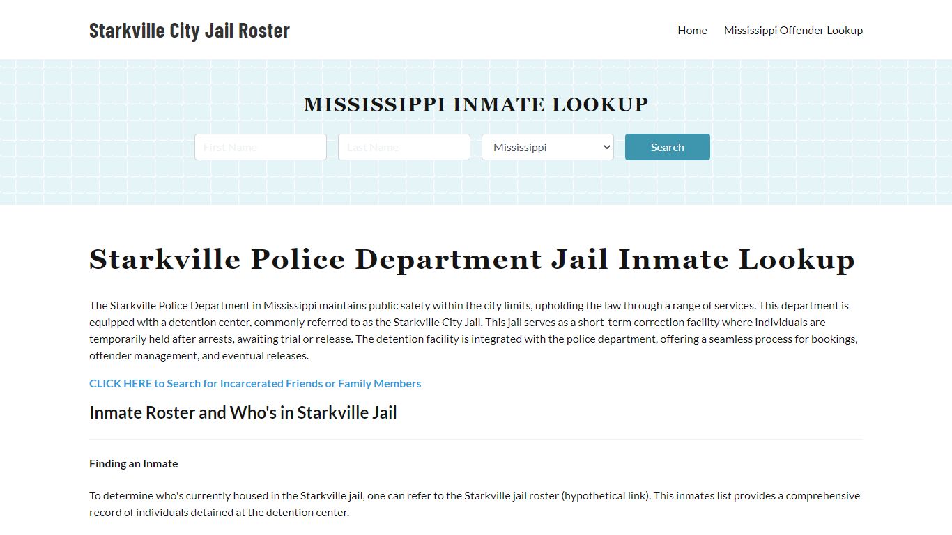 Starkville Police Department & City Jail, MS Inmate Roster, Arrests ...